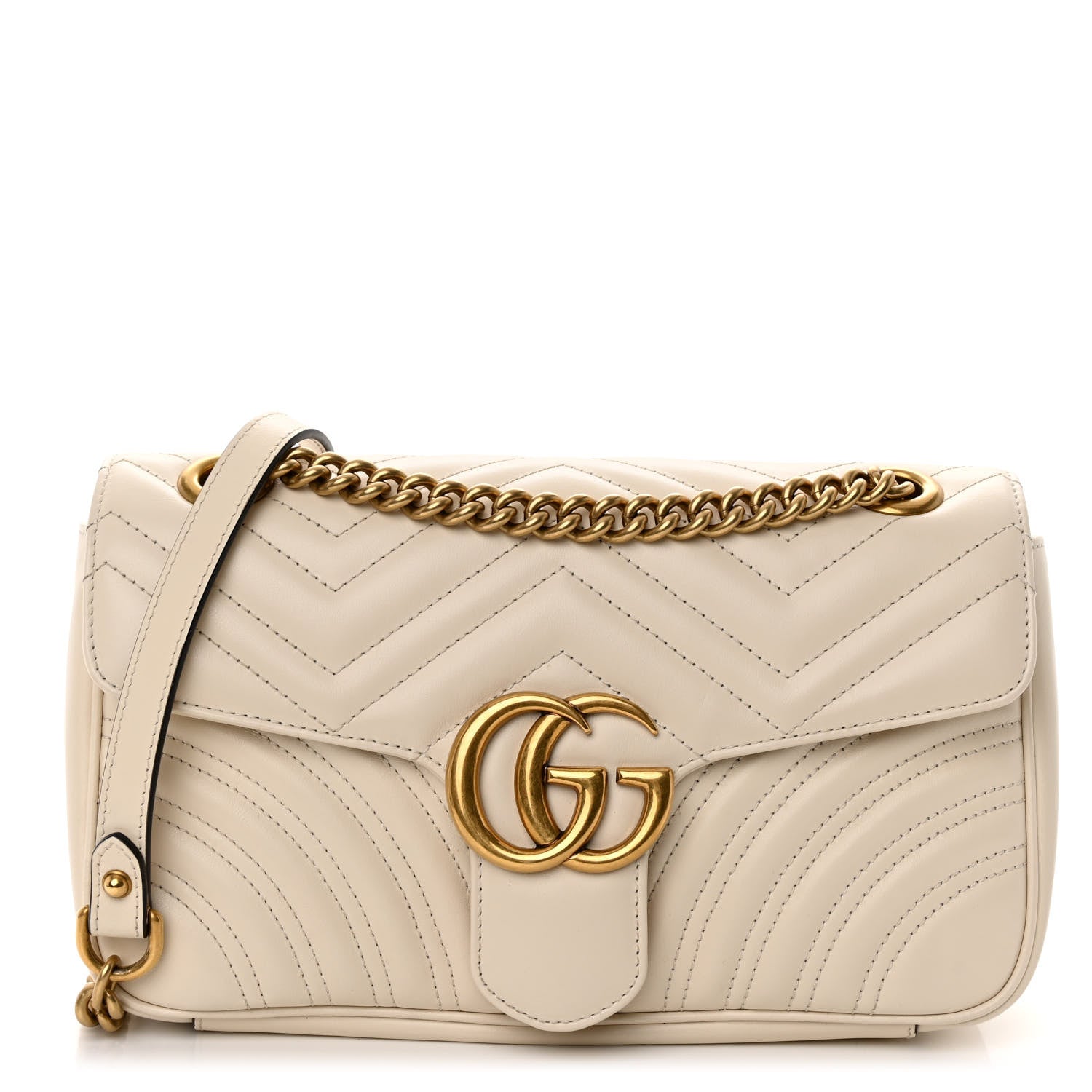 Gucci Calfskin Matelasse Small GG Marmont Shoulder Bag White 1 of 10