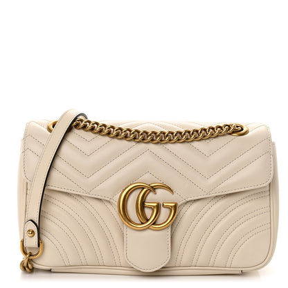 Gucci Calfskin Matelasse Small GG Marmont Shoulder Bag White 1 of 10