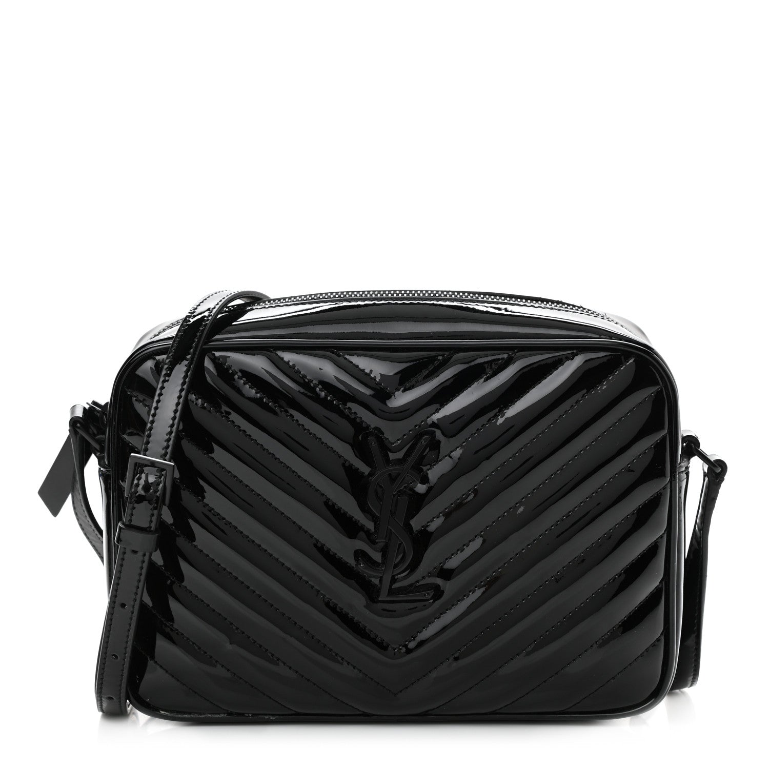 Saint Laurent Patent Calfskin Matelasse Monogram Lou Camera Bag Black 1 of 8