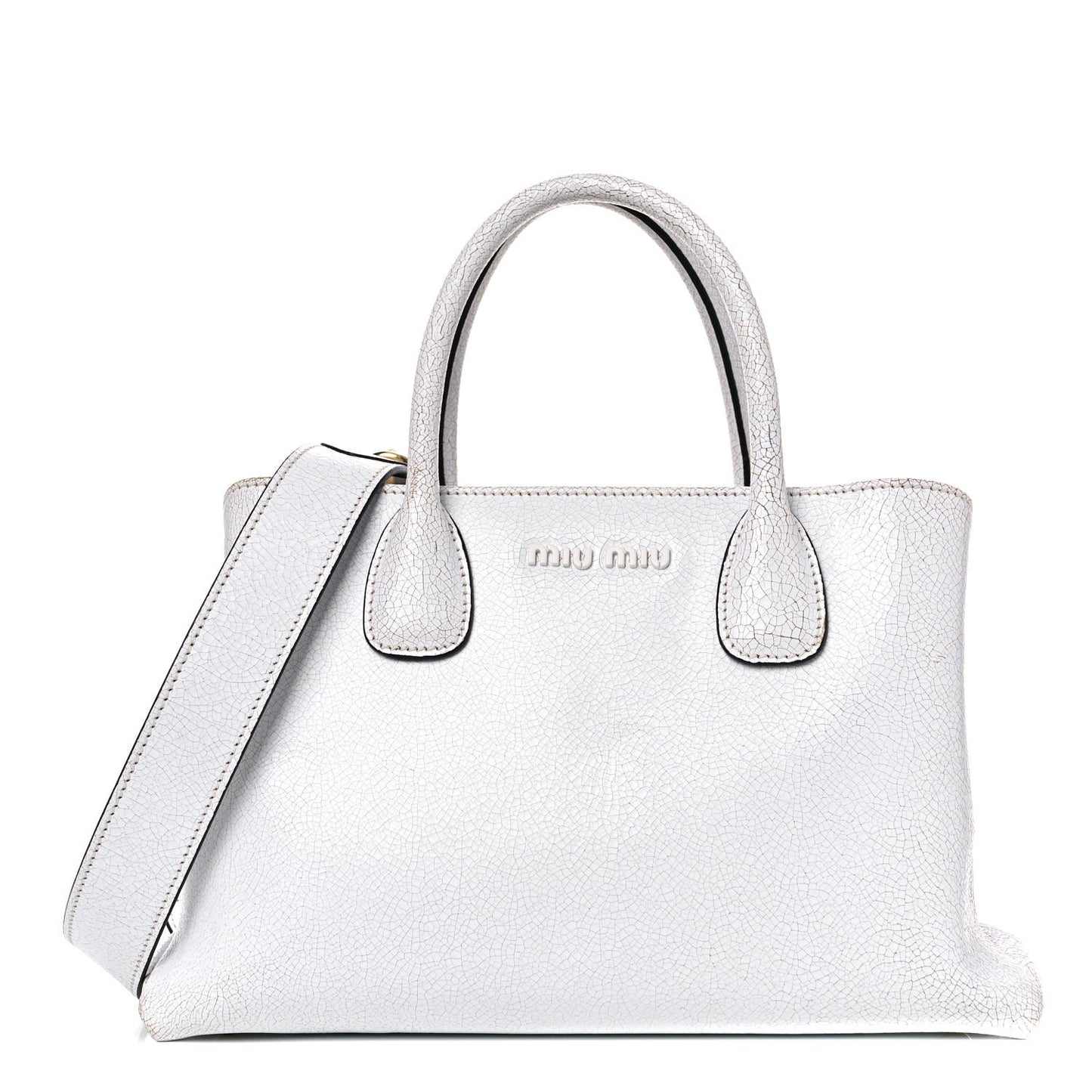 Calfskin Craquele Shopping Bag White