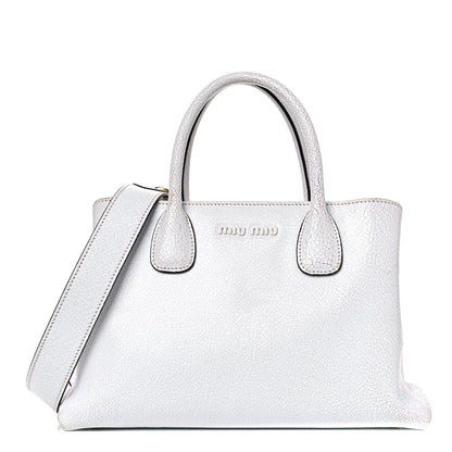 Miu Miu Calfskin Craquele Shopping Bag White 1 of 16