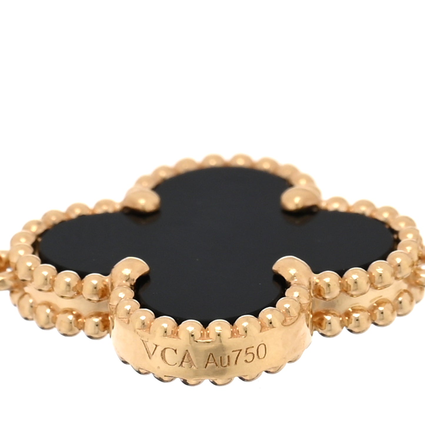 18K Yellow Gold Black Onyx 5 Motifs Vintage Alhambra Bracelet