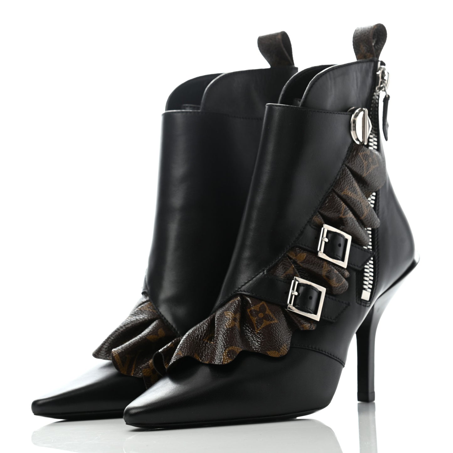 Calfskin Monogram Janet Ankle Boots 36.5 Black