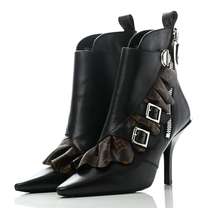 Louis Vuitton Calfskin Monogram Janet Ankle Boots 36.5 Black 3 of 9