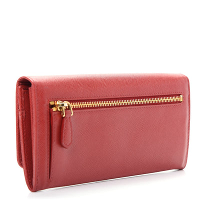 Prada Saffiano Metal Continental Flap Wallet Fuoco 3 of 6