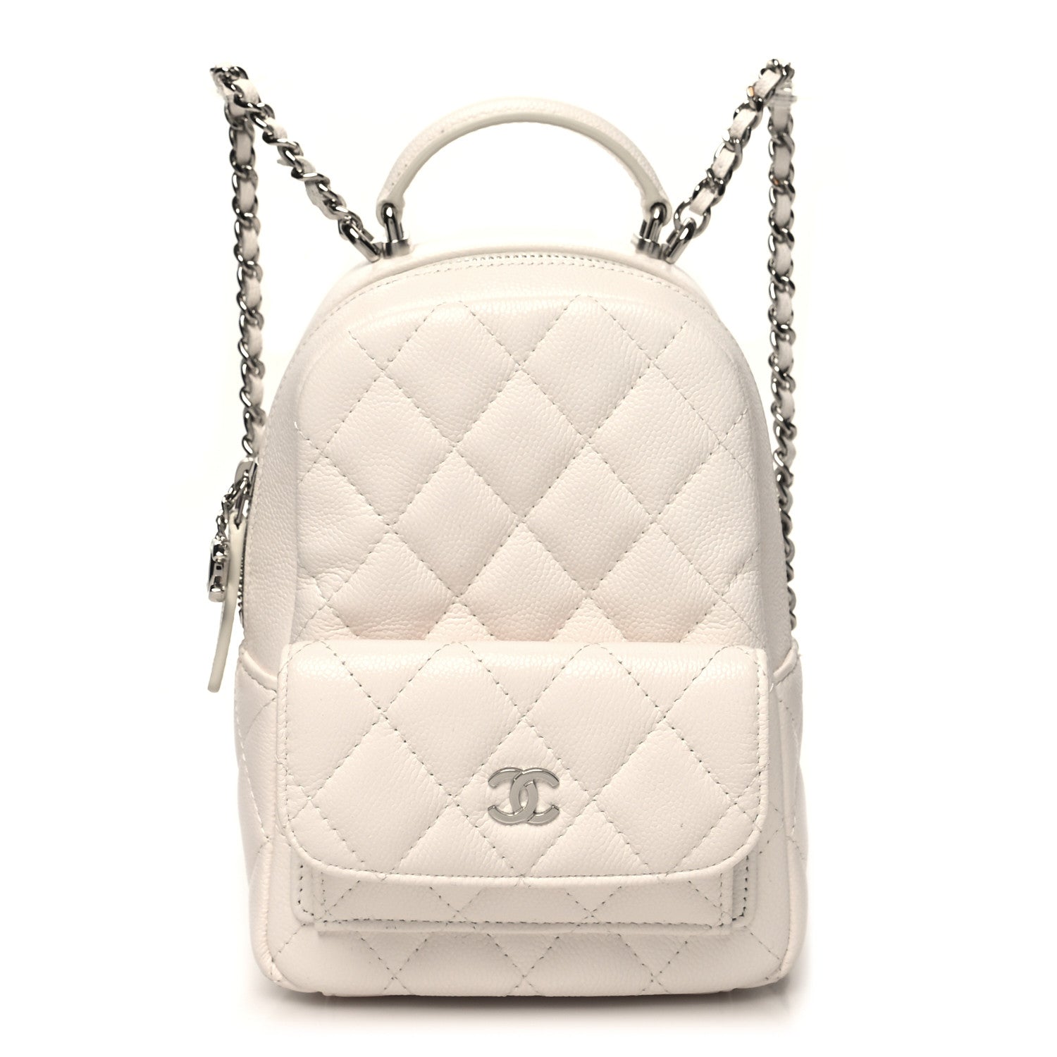 Chanel Caviar Quilted CC Mini Classic Backpack White 1 of 11