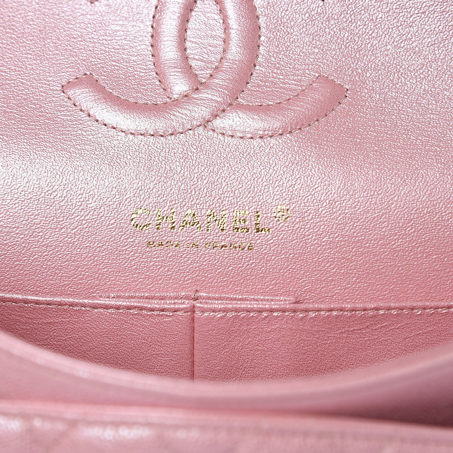Iridescent Caviar Quilted Medium Double Flap Rose Pink