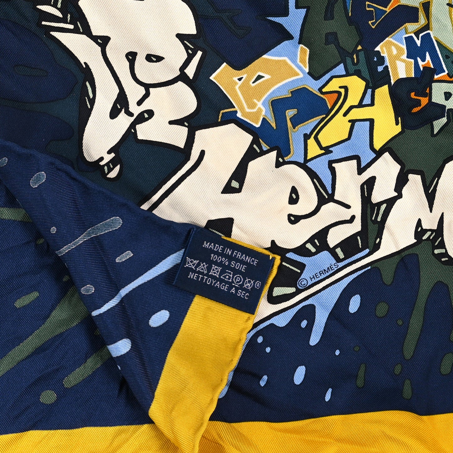 Silk Gavroche Graff Pocket Square Scarf Marine