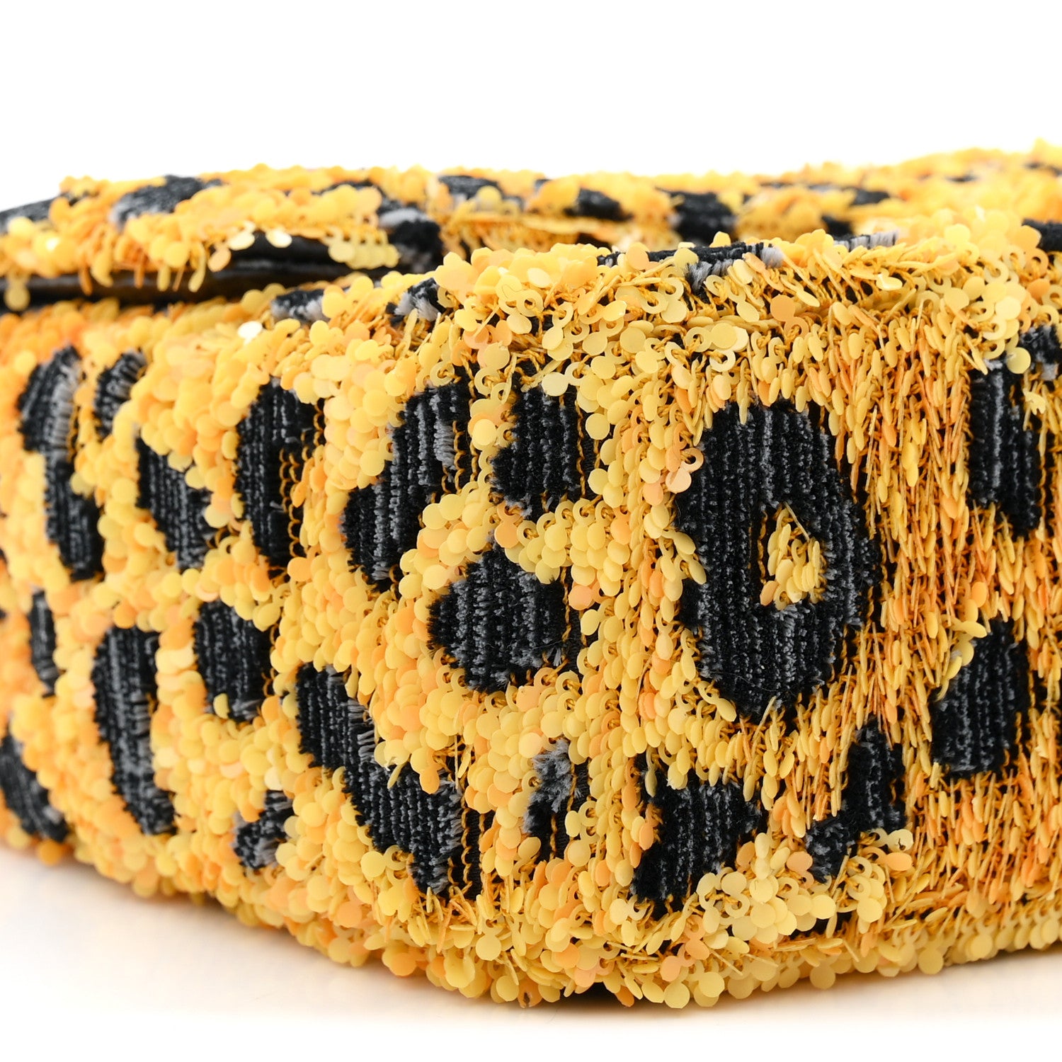 Chanel Sequin Mixed Fibers Leopard Print Mini Rectangular Flap Black Orange 10 of 11