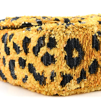 Chanel Sequin Mixed Fibers Leopard Print Mini Rectangular Flap Black Orange 10 of 11
