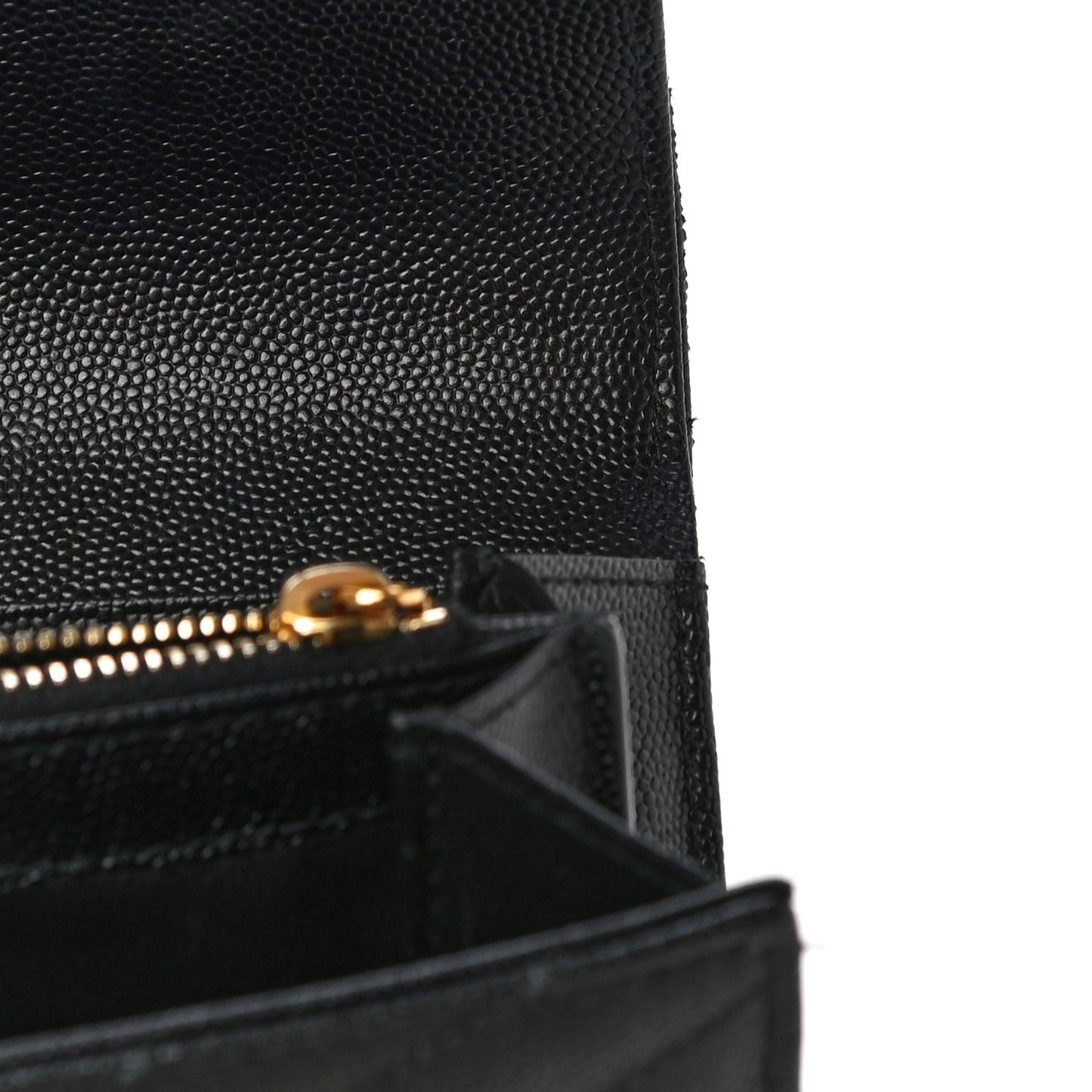 Grain De Poudre Matelasse Chevron Monogram Flap Wallet Black