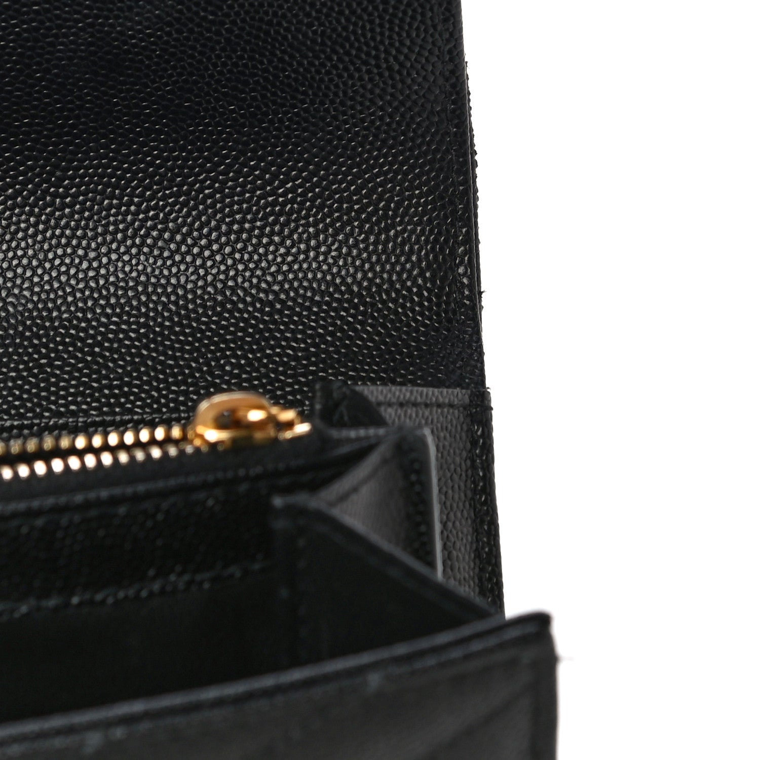 Saint Laurent Grain De Poudre Matelasse Chevron Monogram Flap Wallet Black 11 of 14