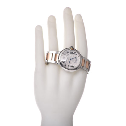 Cartier Stainless Steel 18K Pink Gold 38mm Ballon Bleu De Two Timezone Quartz Watch 2 of 9