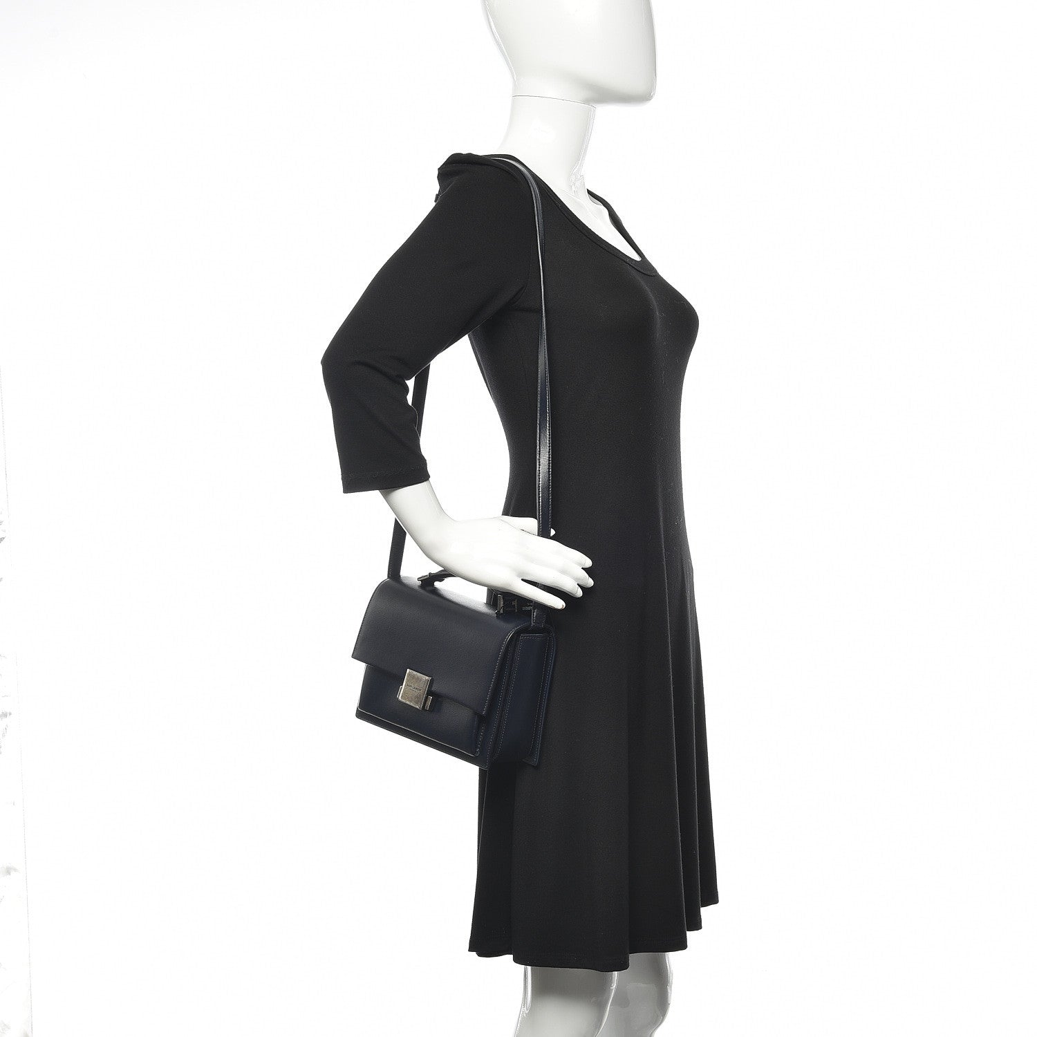 Saint Laurent Calfskin Medium Bellechasse Satchel Navy 2 of 14