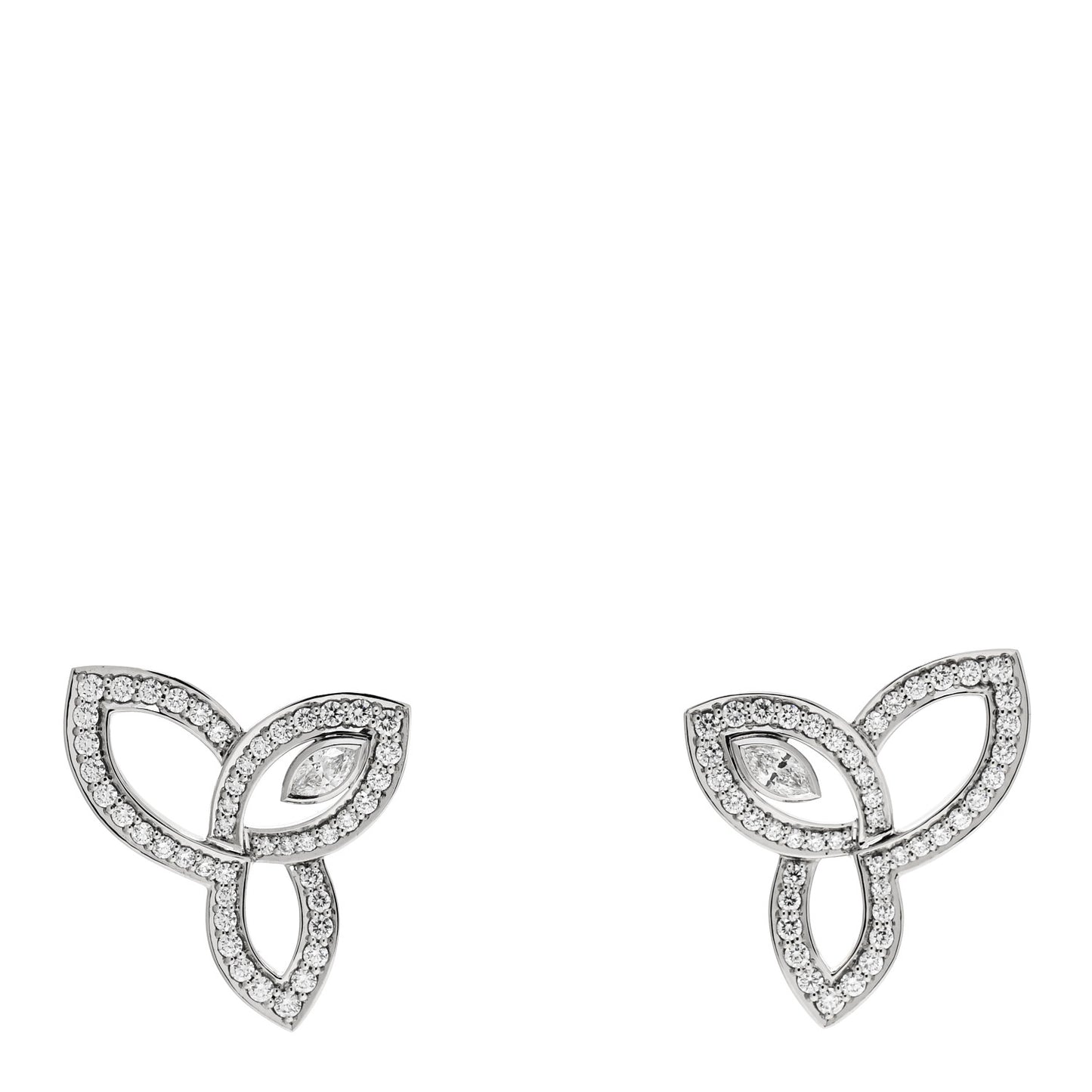 Platinum Diamond Lily Cluster Stud Earrings