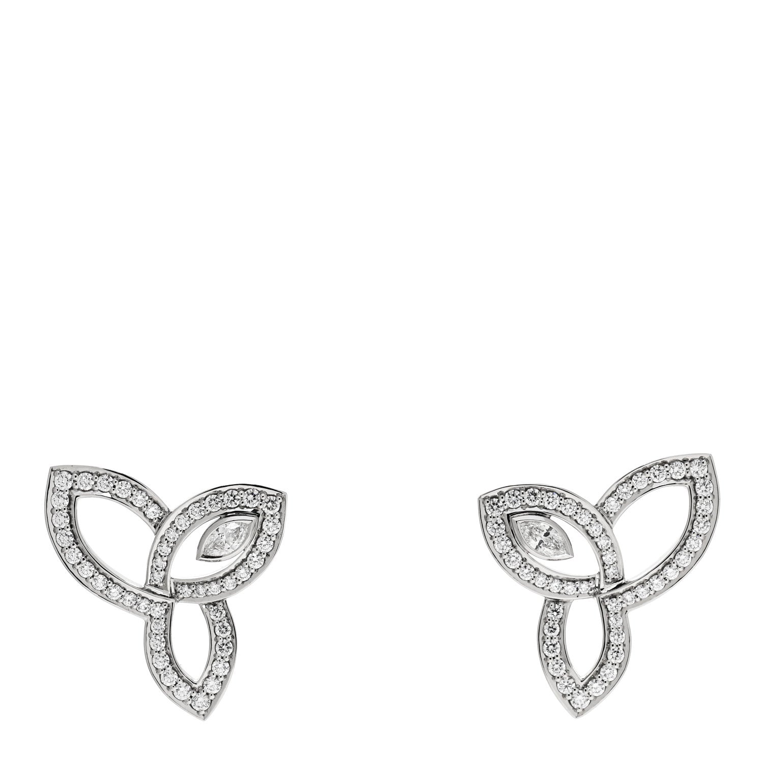 Harry Winston Platinum Diamond Lily Cluster Stud Earrings 1 of 5