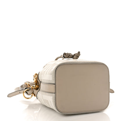 Fendi Canvas Nappa F is Fendi FF Embroidered Mini Mon Tresor Bucket Bag Grezzo White Nuvola 4 of 8