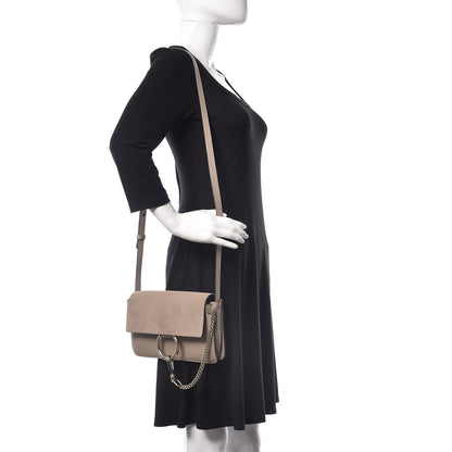 Chloe Suede Calfskin Small Faye Shoulder Bag Motty Grey 2 of 11