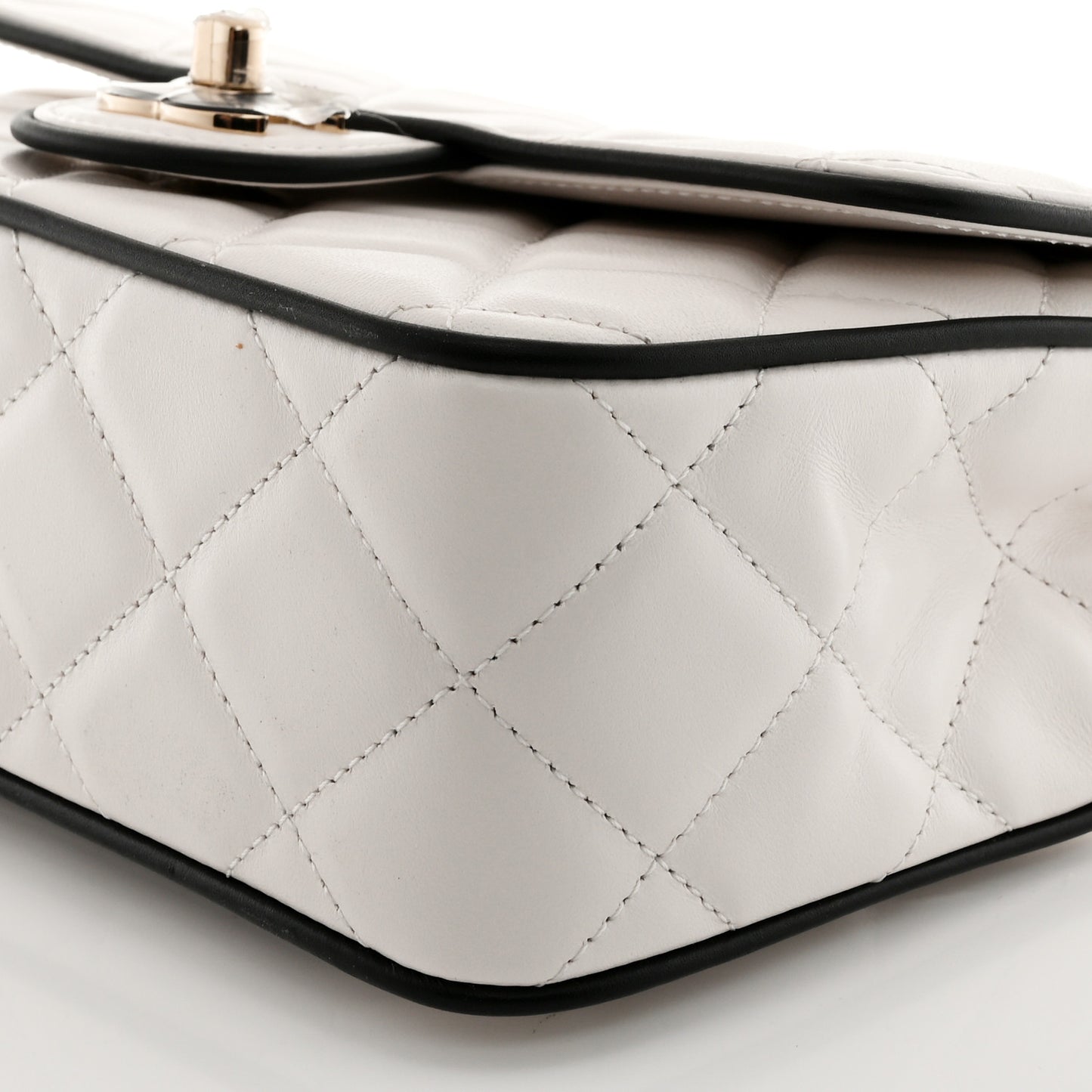 Lambskin Quilted Resin CC Mini Flap Bag White Black
