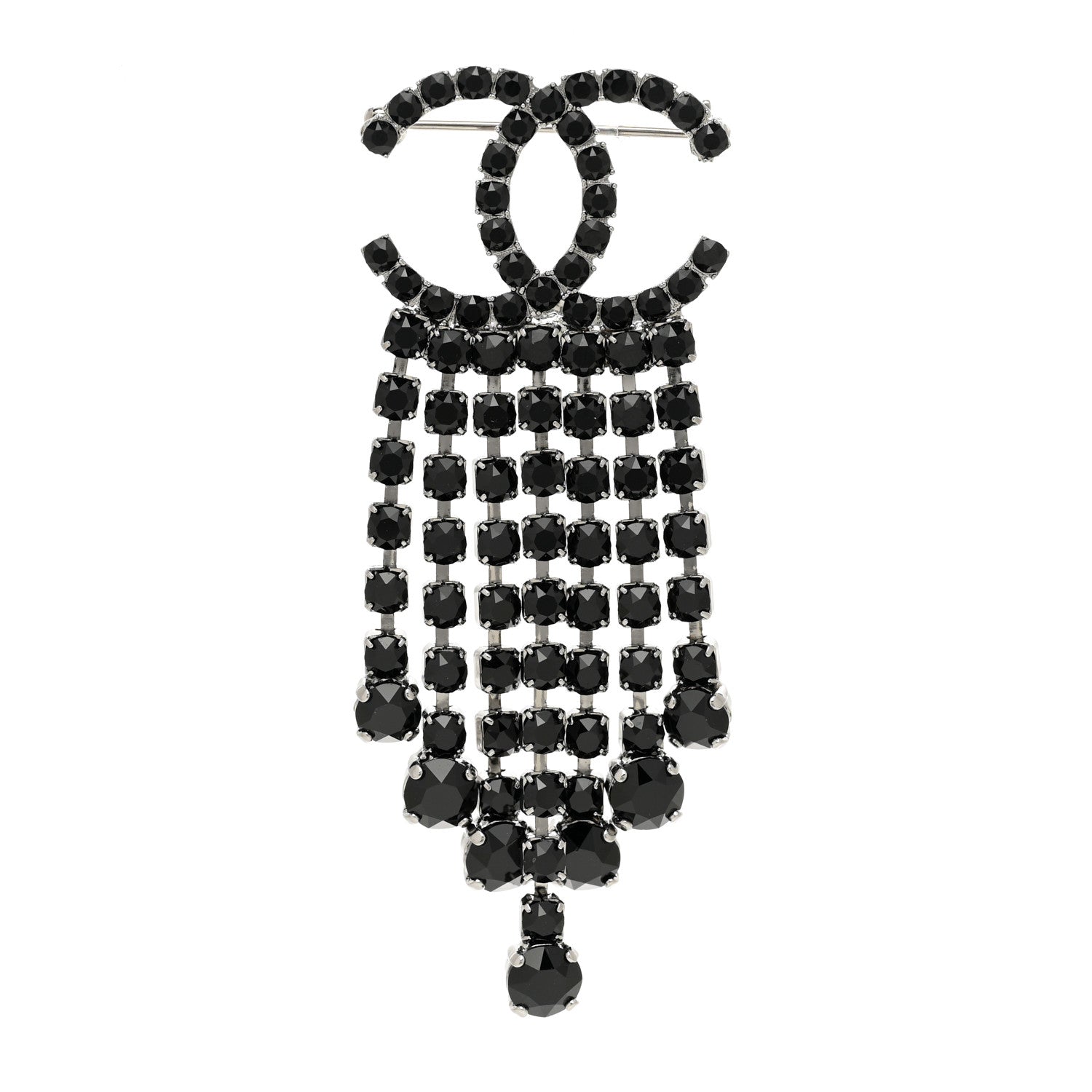Chanel Crystal Fringe CC Brooch Black 1 of 4