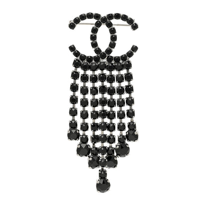 Chanel Crystal Fringe CC Brooch Black 1 of 4