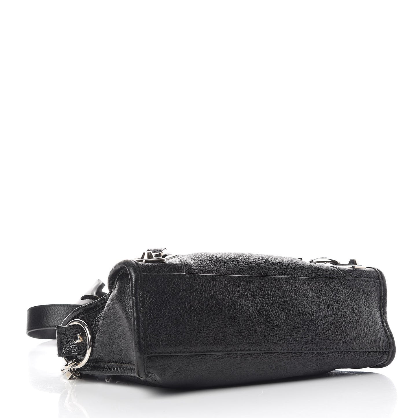 Chevre Silver Metallic Edge Hardware Mini City Black