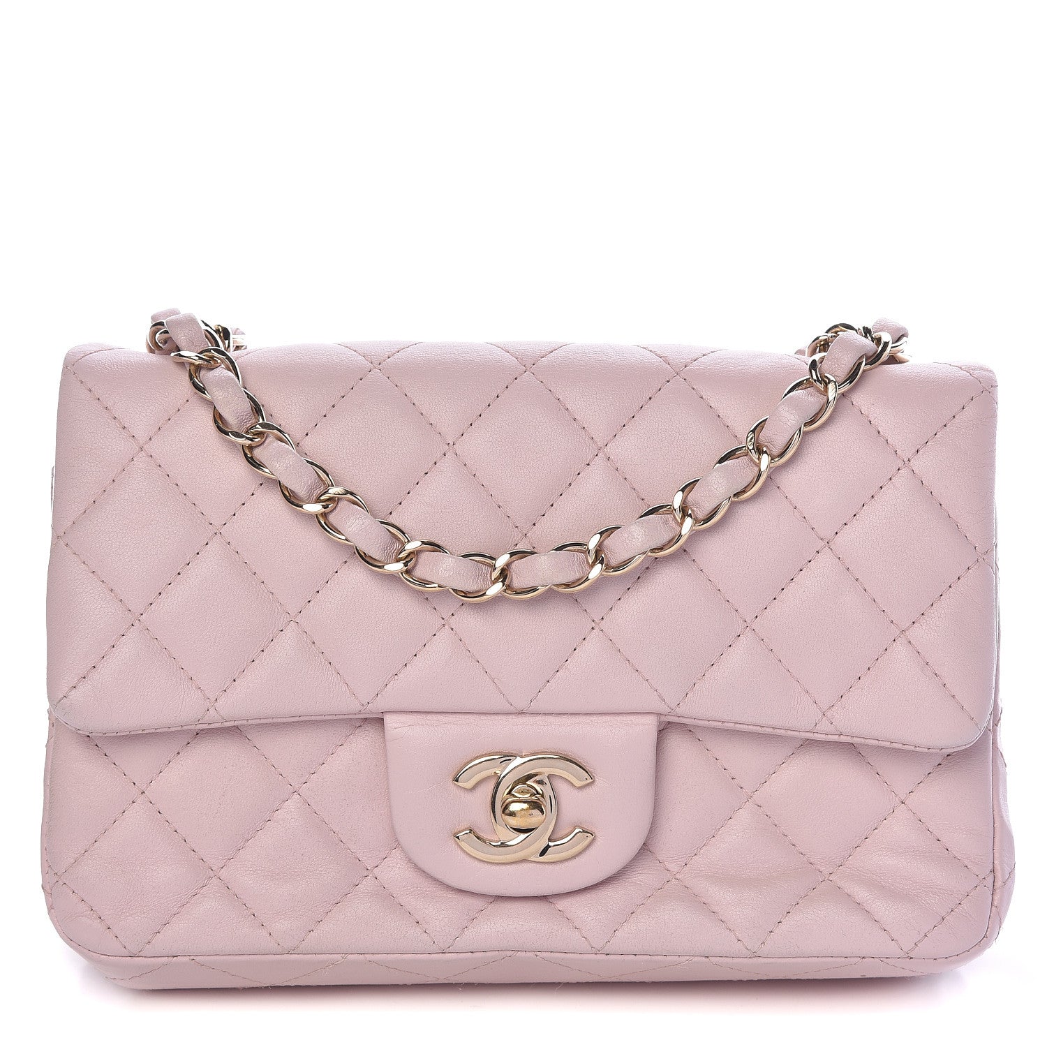 Chanel Lambskin Quilted Mini Rectangular Flap Light Pink 1 of 10