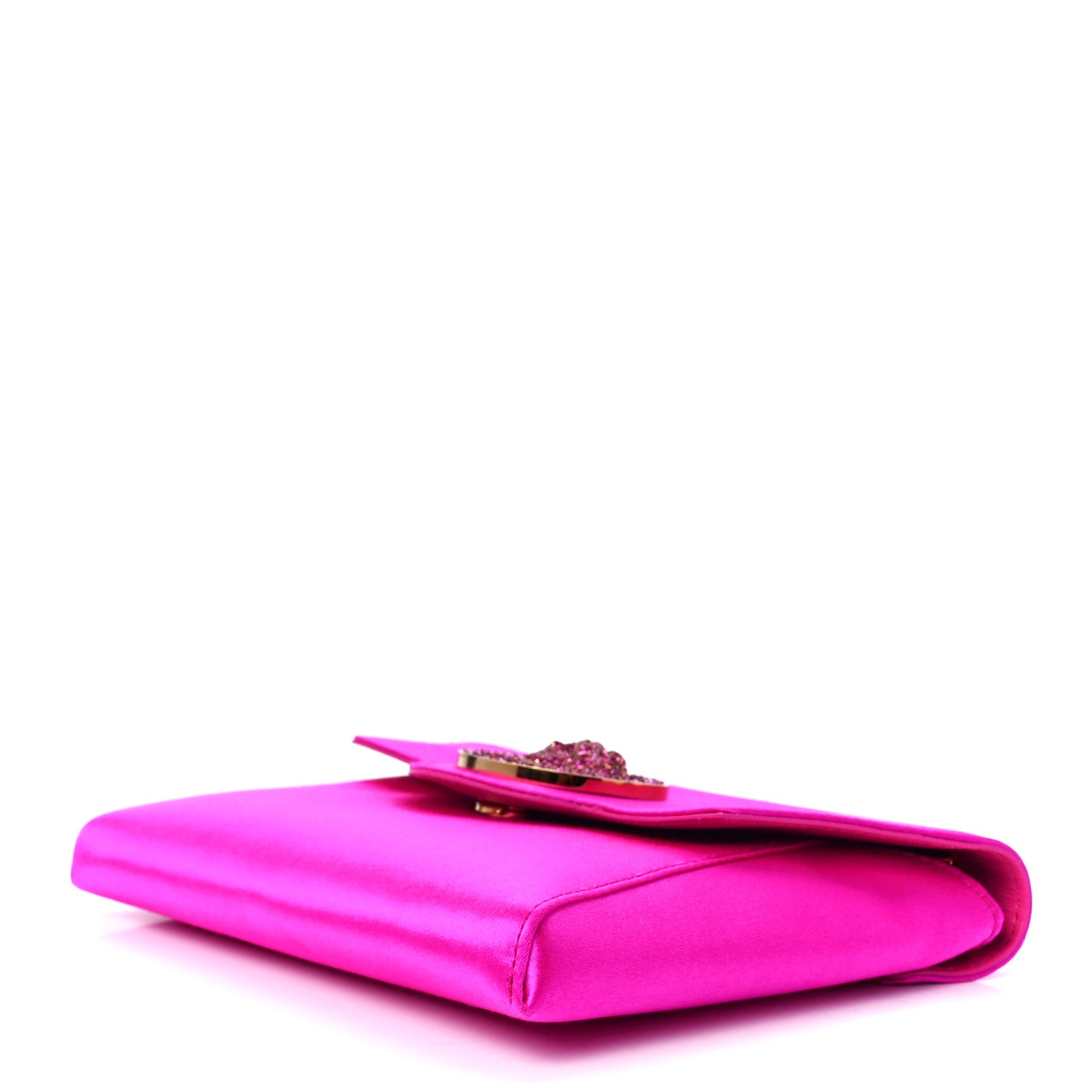 Versace Satin Crystal Embellished La Medusa Pouch On Chain Pink 8 of 11