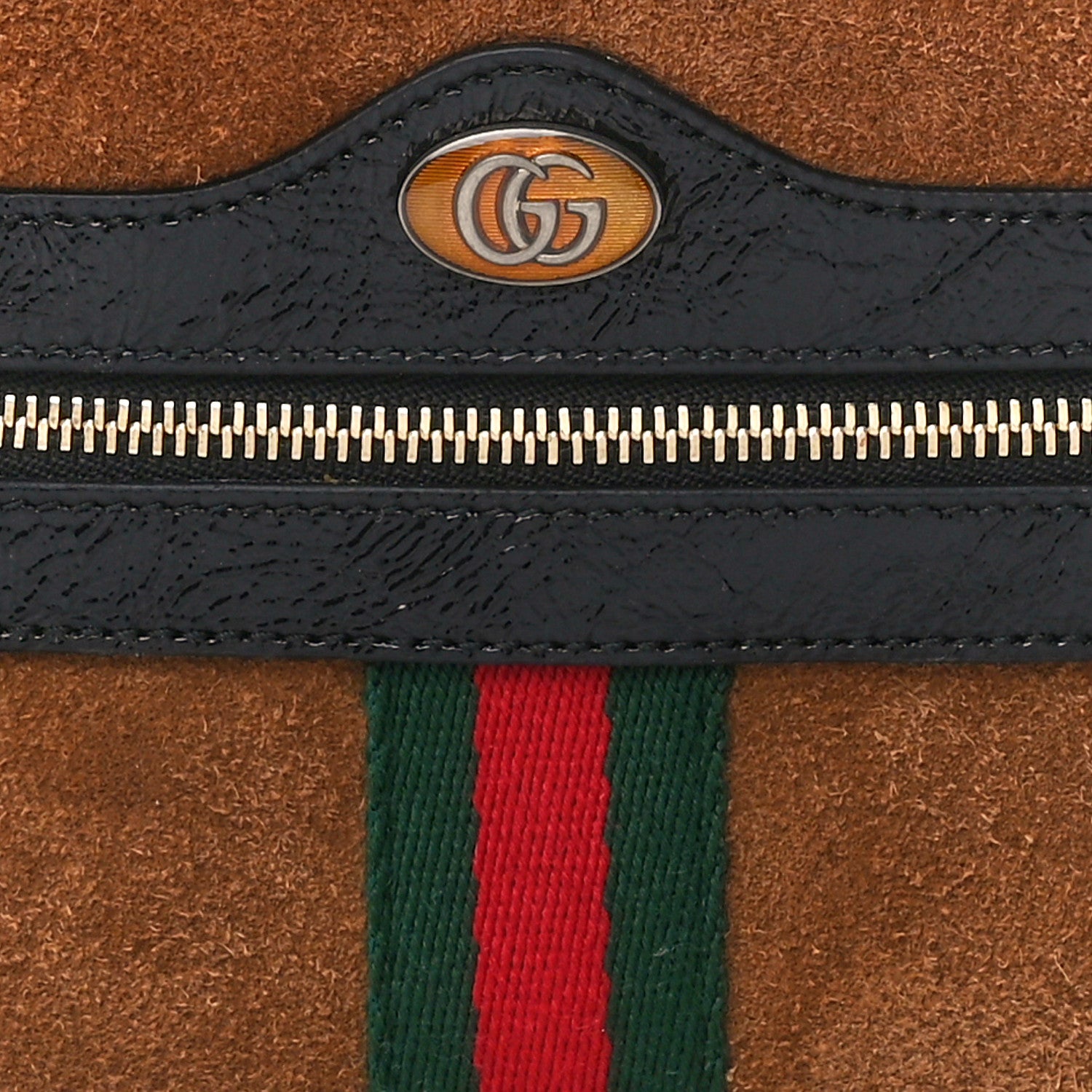 Gucci Suede Patent Web Mini Ophidia Shoulder Bag Nocciola Black 8 of 10