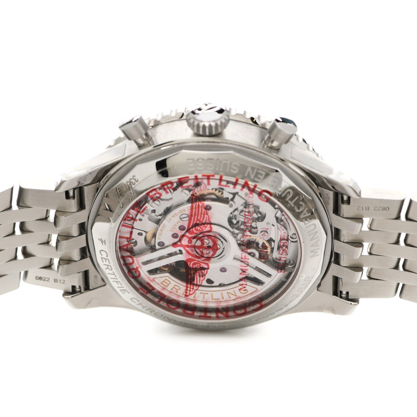 Stainless Steel 43mm Navitimer Chronograph B01 Automatic Watch Ice Blue AB0138