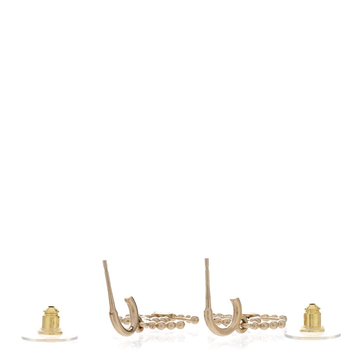 Chanel Metal Bead CC Drop Earrings Gold 3 of 5