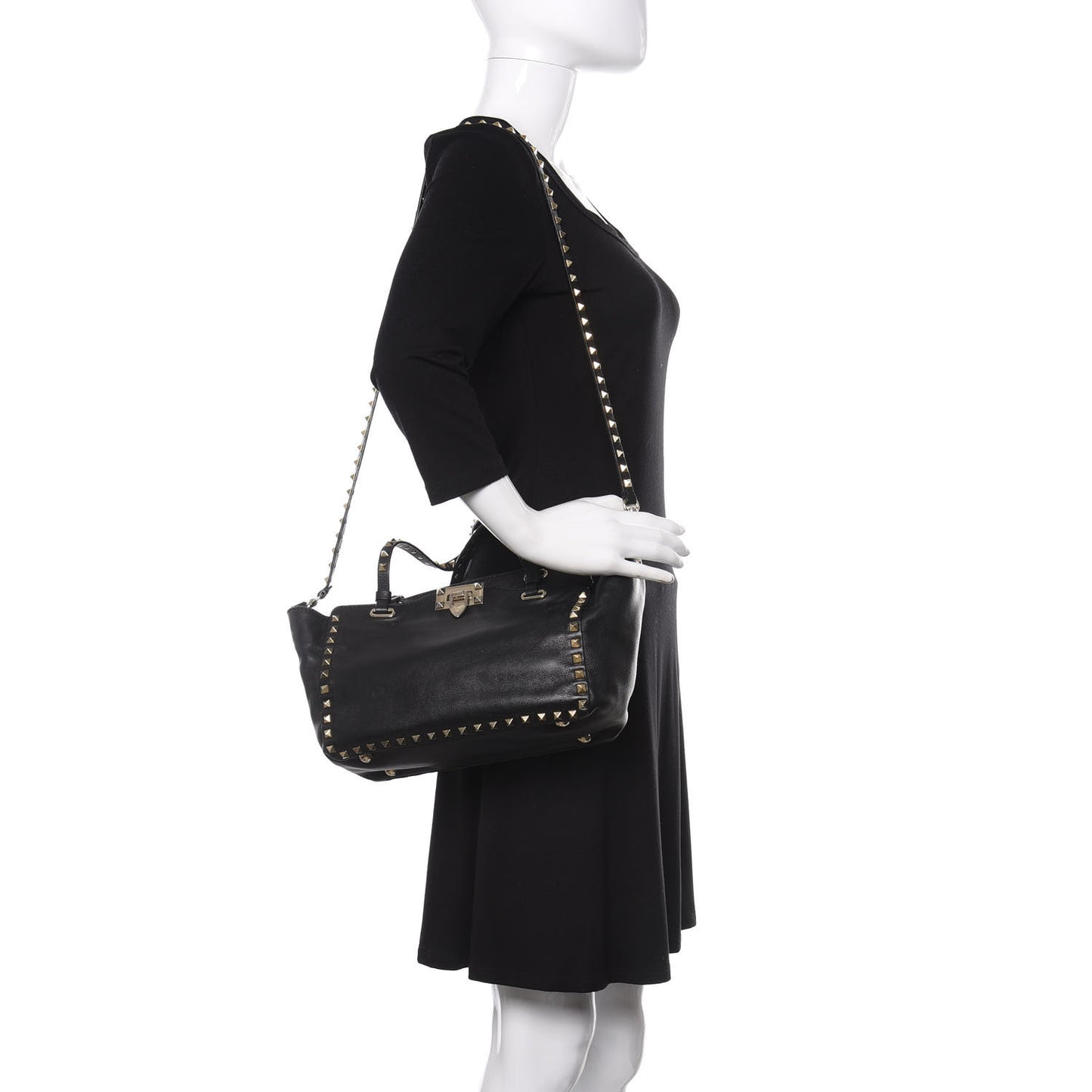 Vitello Small Rockstud Tote Black
