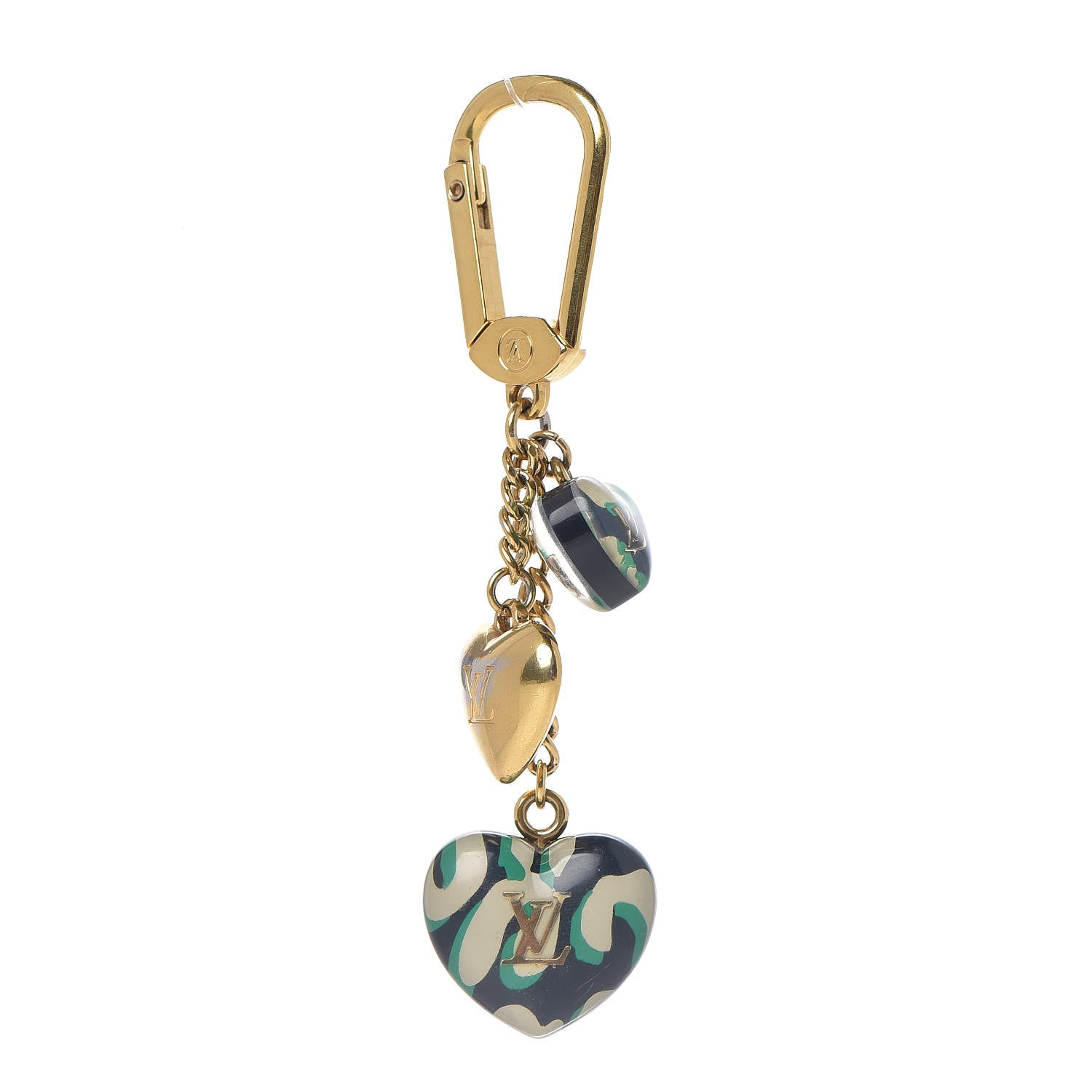 Louis Vuitton Leopard Heart Bag Charm Key Holder Blue Infini 1 of 3