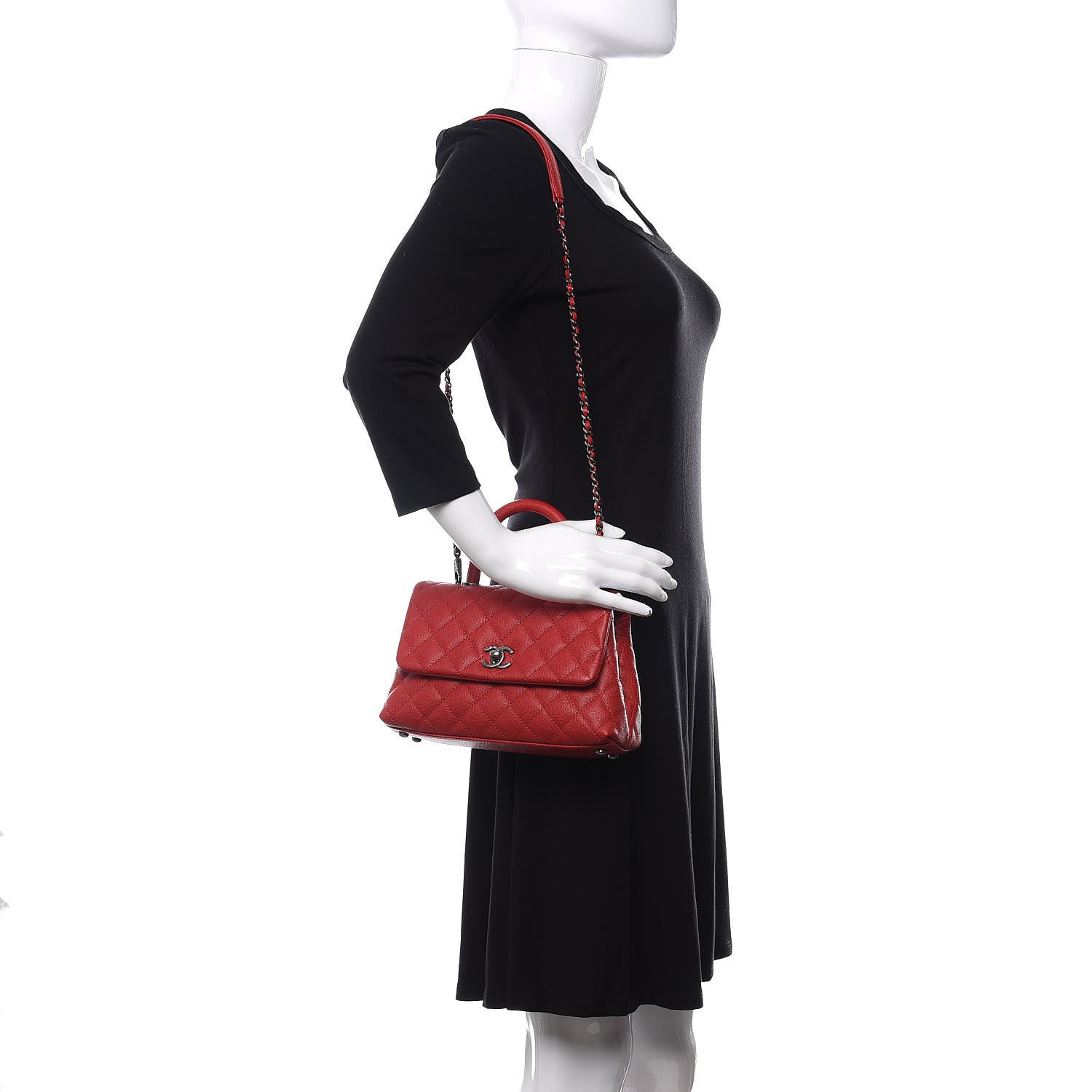 Chanel Caviar Quilted Mini Coco Handle Flap Dark Red 3 of 12