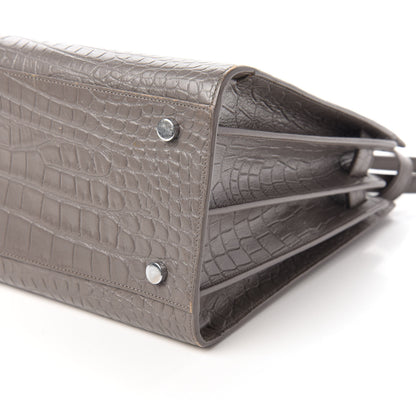Saint Laurent Calfskin Crocodile Embossed Small Sac De Jour Fog 7 of 9