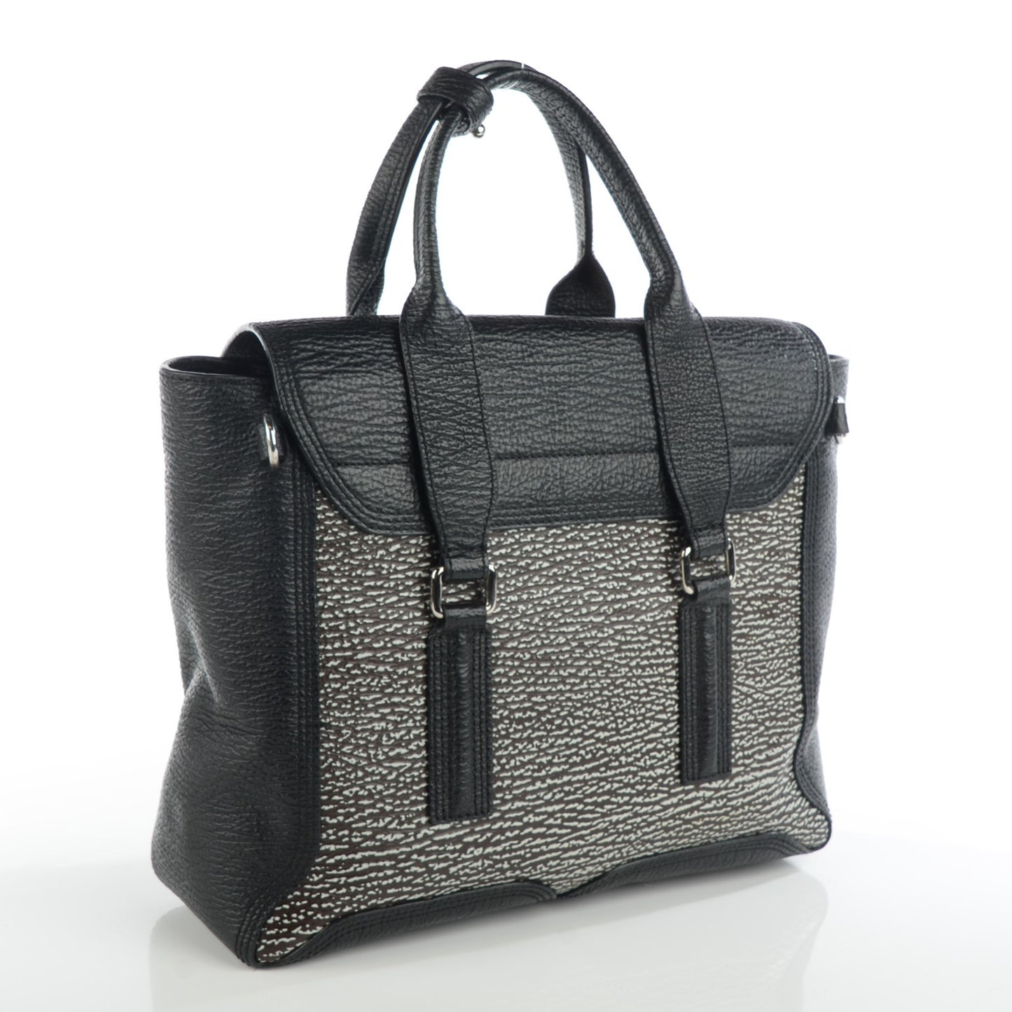 3.1 Calfskin Embossed Medium Pashli Satchel Black White