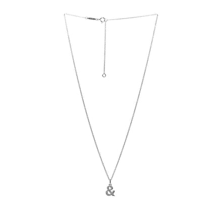 Tiffany 18K White Gold Diamond Medium Ampersand Pendant Necklace 3 of 8