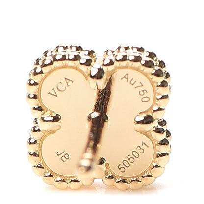 Van Cleef & Arpels 18K Yellow Gold Mother of Pearl Sweet Alhambra Earrings 4 of 4