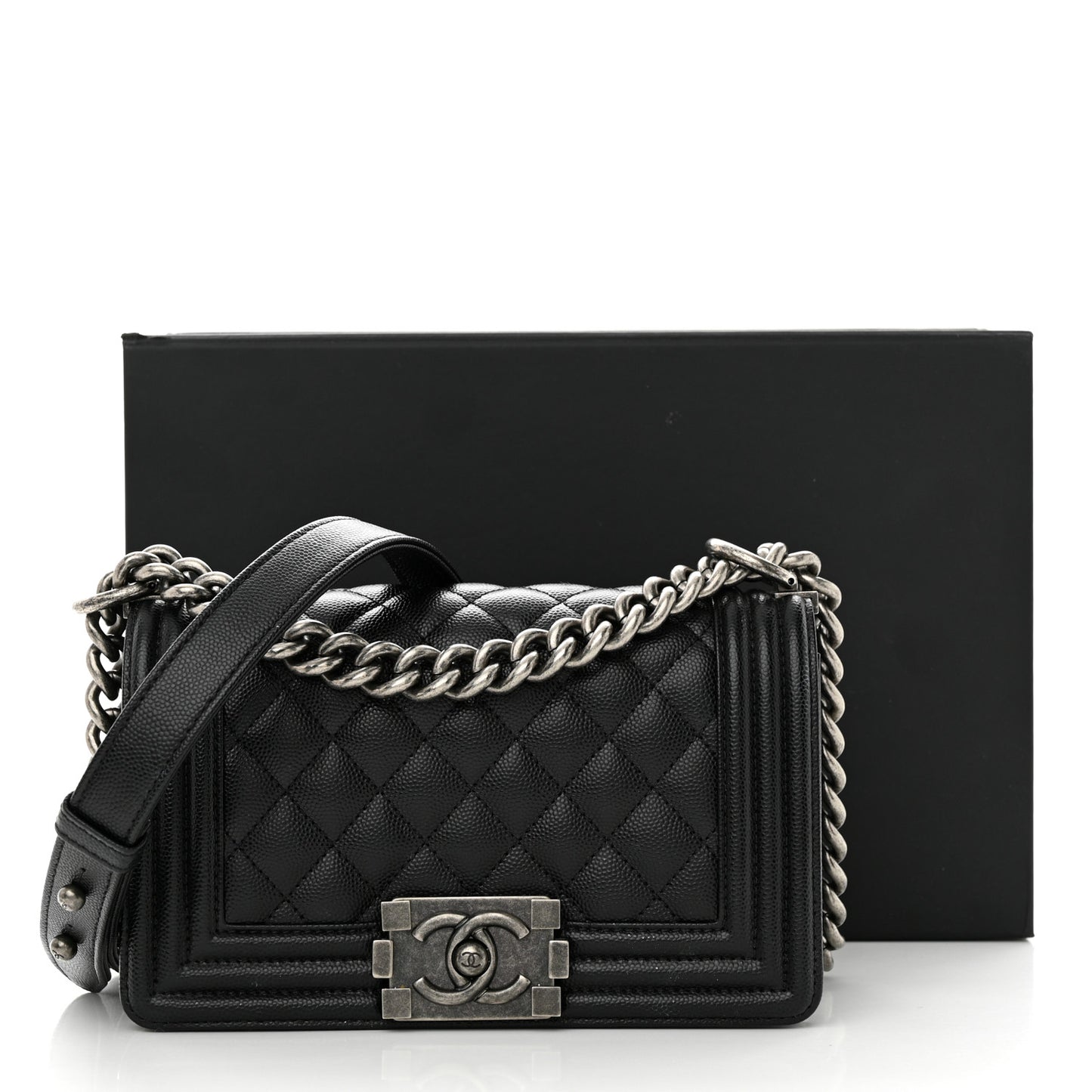 Caviar Quilted Small Boy Flap Black