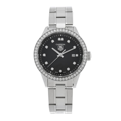 Tag Heuer Stainless Steel Diamond Bezel 28mm Carrera Lady Quartz Watch Black WV1412 1 of 4