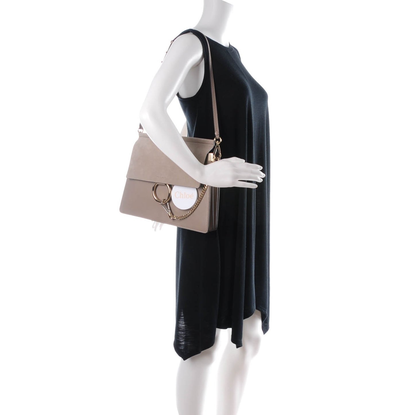 Calfskin Suede Medium Faye Shoulder Bag Motty Grey
