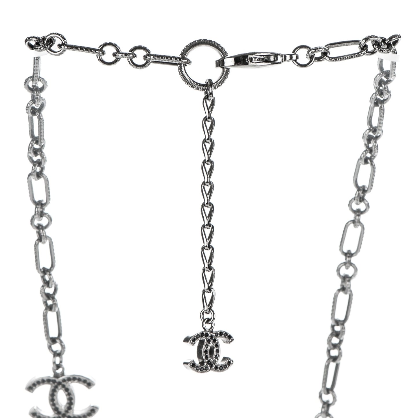 Ruthenium Crystal Ball CC Necklace Black