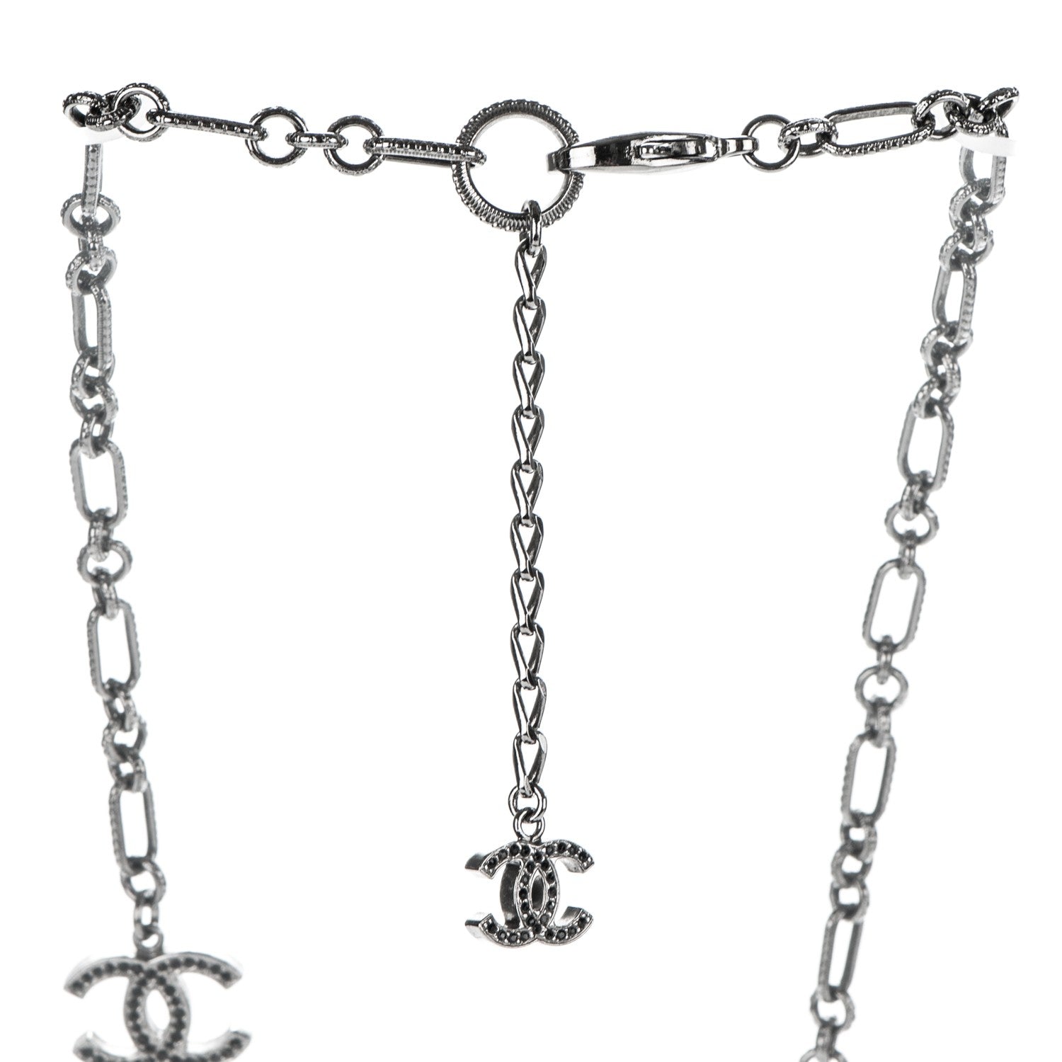 Chanel Ruthenium Crystal Ball CC Necklace Black 3 of 6