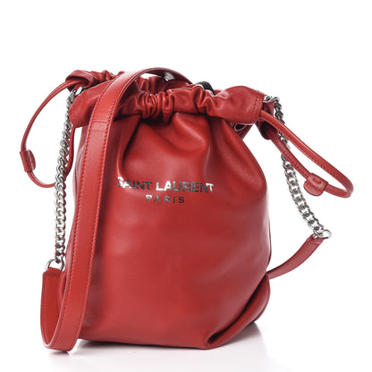 Saint Laurent Lambskin Small Teddy Bucket Bag Red 1 of 12