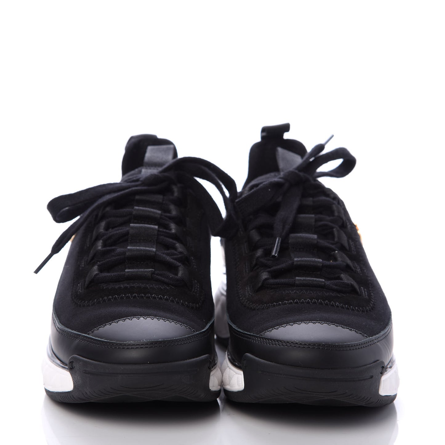 Velvet Calfskin Mixed Fibers CC Sneakers 37 Black