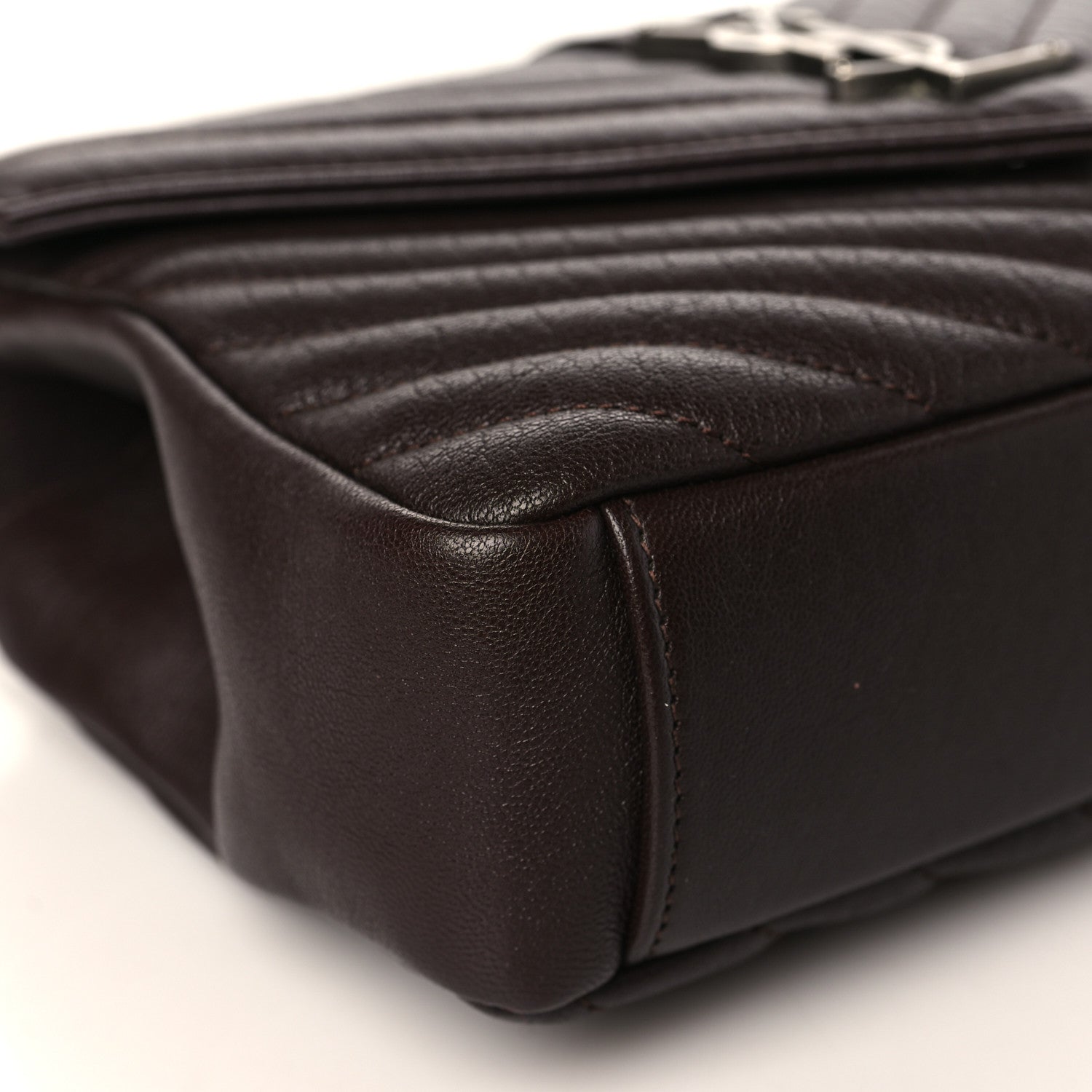 Saint Laurent Sheepskin Matelasse Chevron Monogram Medium College Bag Black Tulip 9 of 10