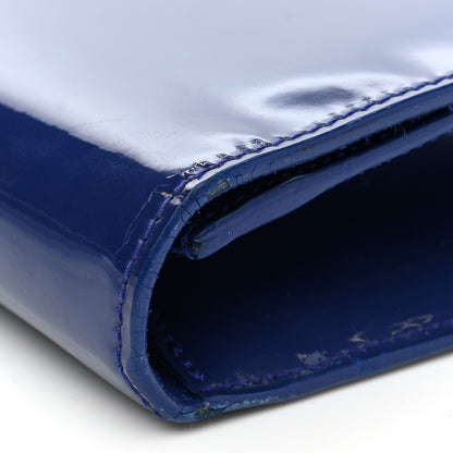 Saint Laurent Patent Calfskin Monogram Large Belle De Jour Clutch Royal Blue 10 of 10