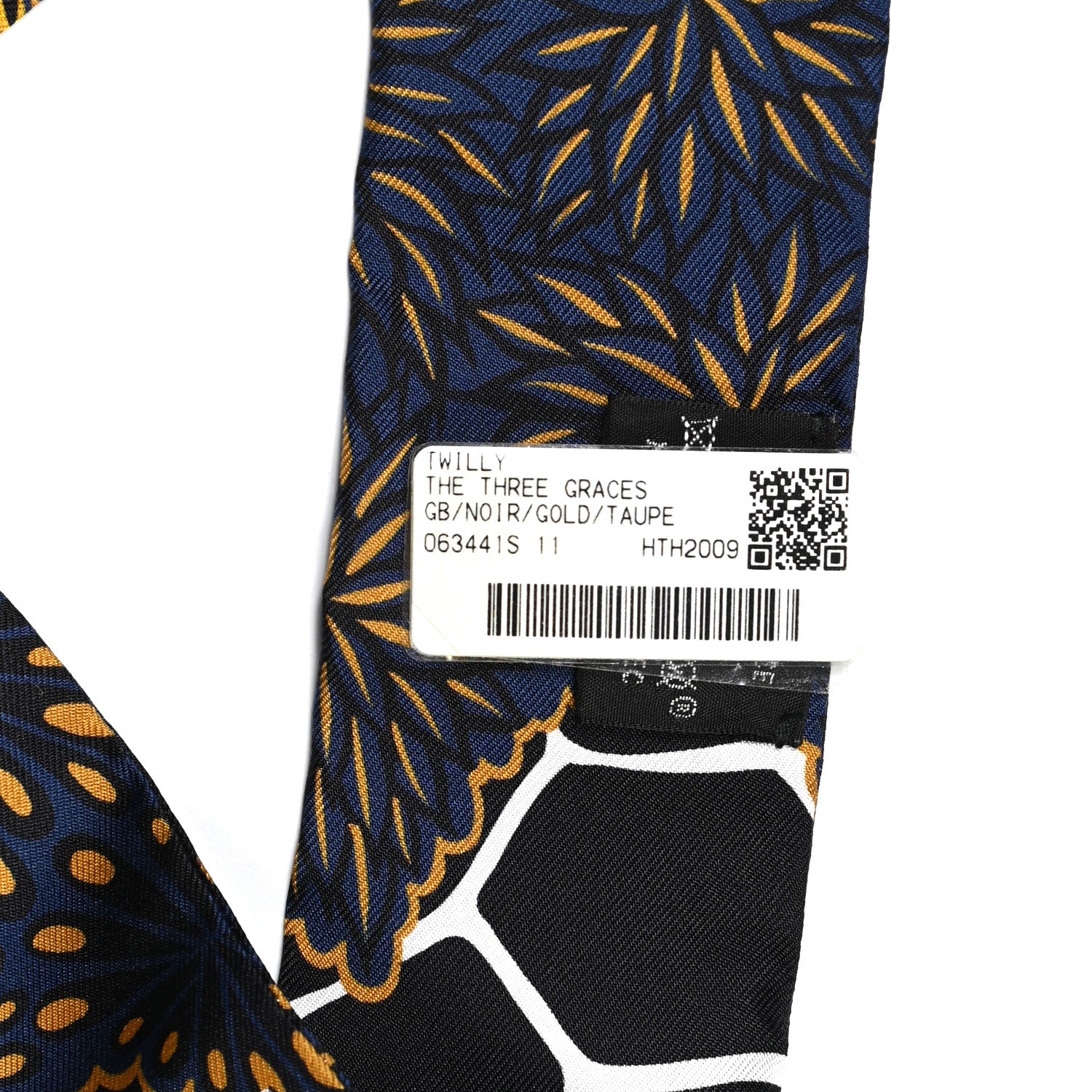 Hermes Silk Three Graces Twilly Black Gold Taupe 4 of 4