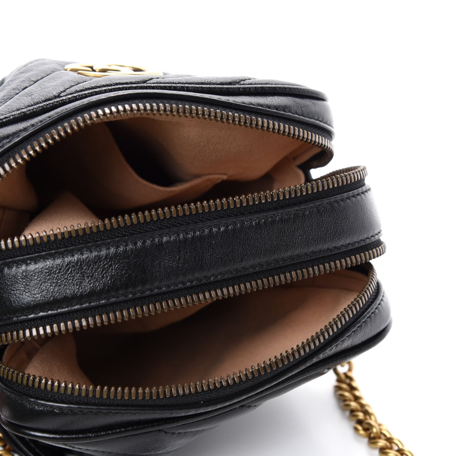 Gucci Azalea Calfskin Matelasse Diagonal Tall GG Marmont Crossbody Bag Black 5 of 11
