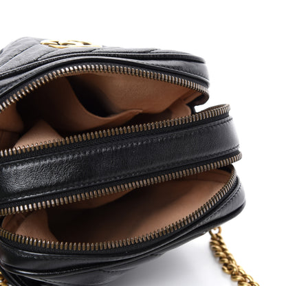 Gucci Azalea Calfskin Matelasse Diagonal Tall GG Marmont Crossbody Bag Black 5 of 11